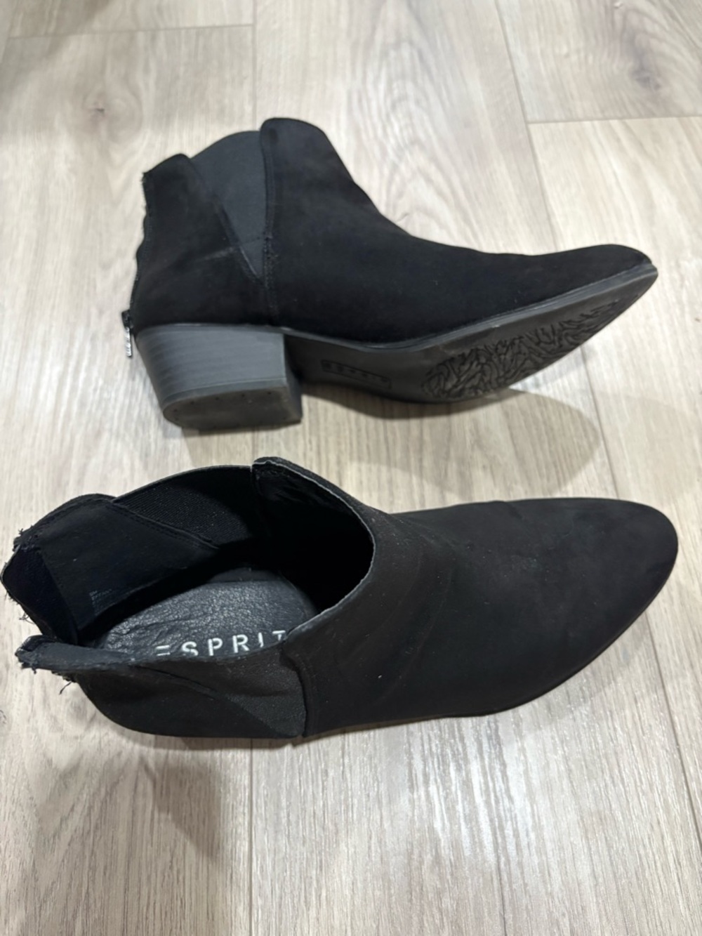 Esprit Black Suede Pointed Ankle Booties